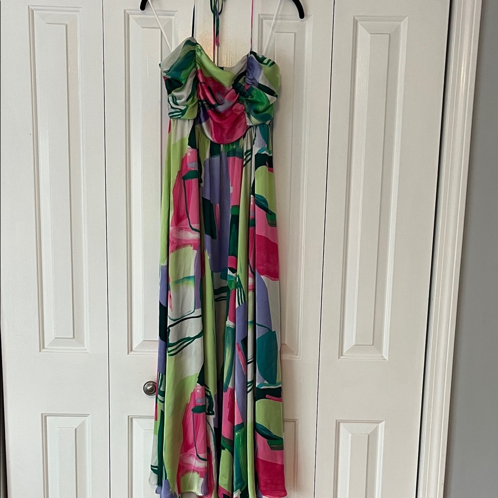 Vibrant Multi-Color Strapless Maxi Dress